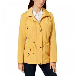 Charter Club Water-Resistant Hooded Anorak Jacket Petite Medium Mustard Color